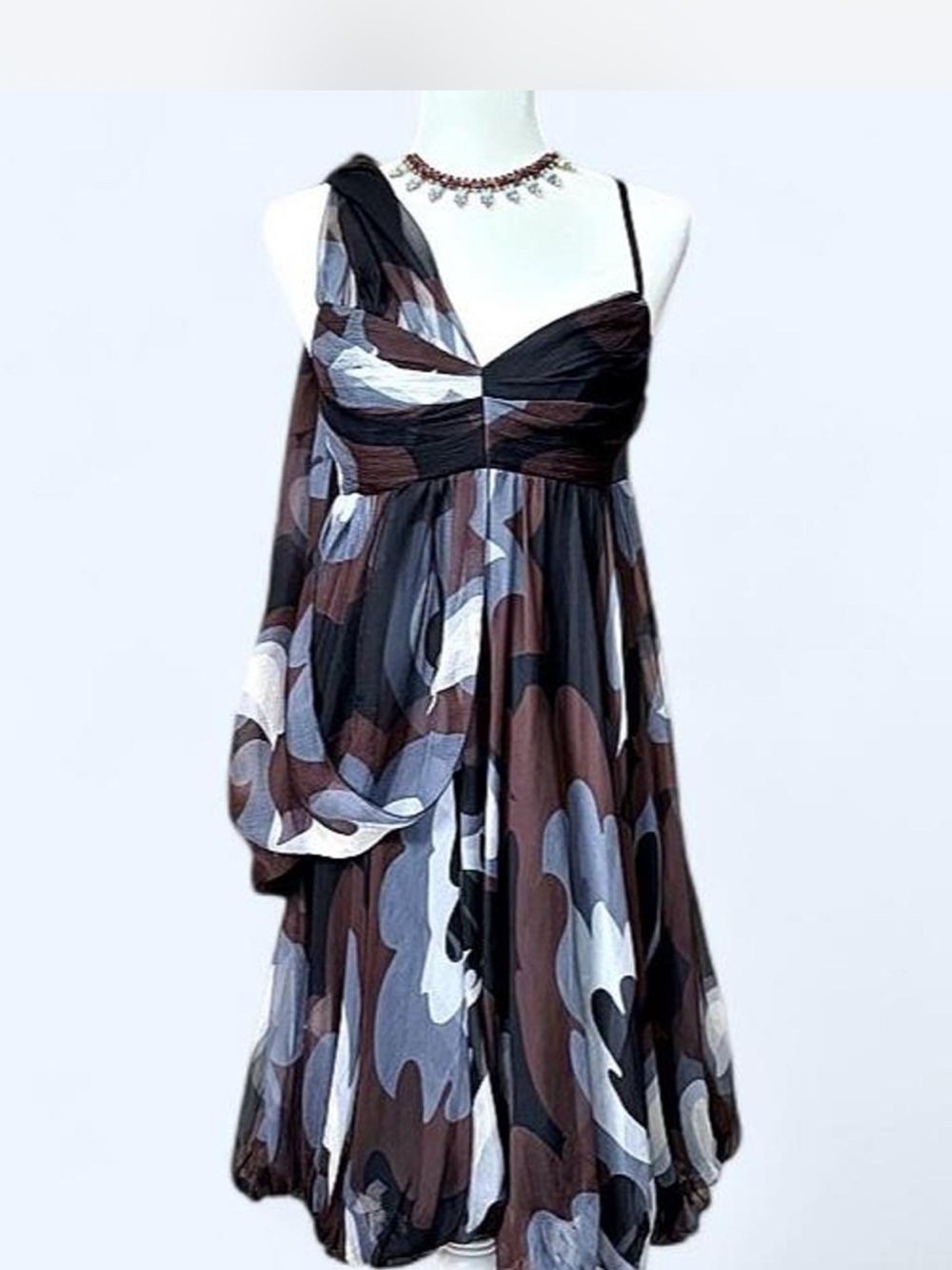 Vintage Jeff Gallano Paris 100% Silk Asymmetrical Dress Made in France Sz 2